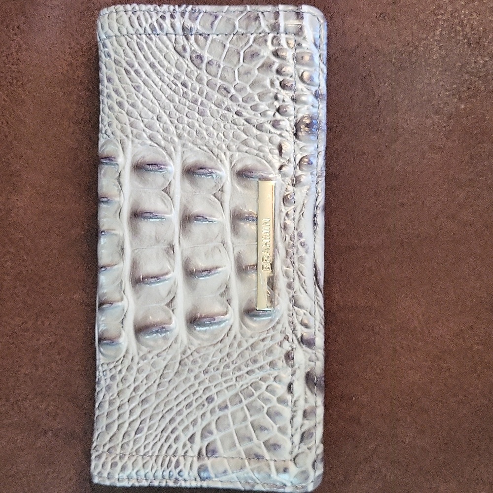 Brahmin Gray Embossed Croc-Effect Women's Wallet